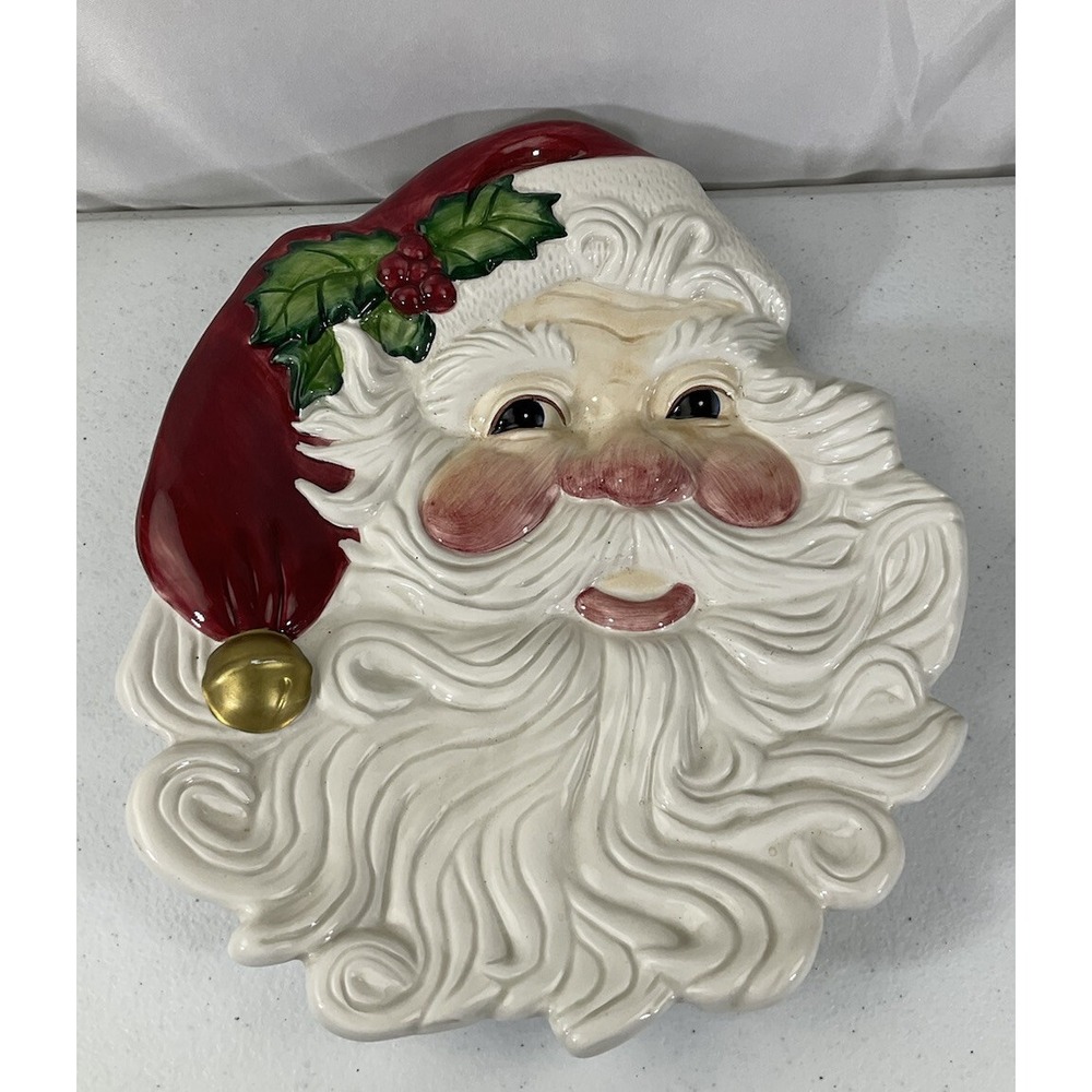 Omnibus by Fitz & Floyd Santa Claus Face Canape Plate, wall plaque new no box